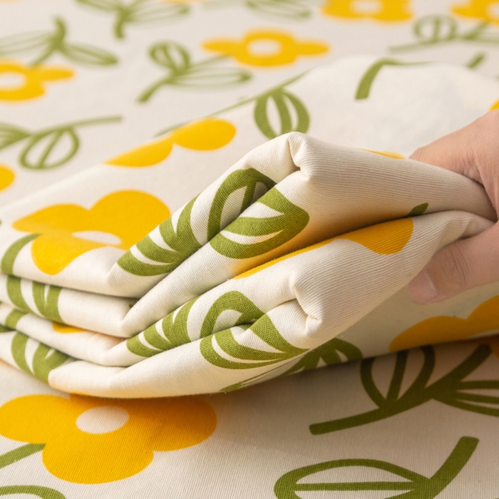 91家纺网 家纺一手货源 找家纺 首爱家纺 2025新款锦柔老粗布床单老粗布凉席三件套 黄兰