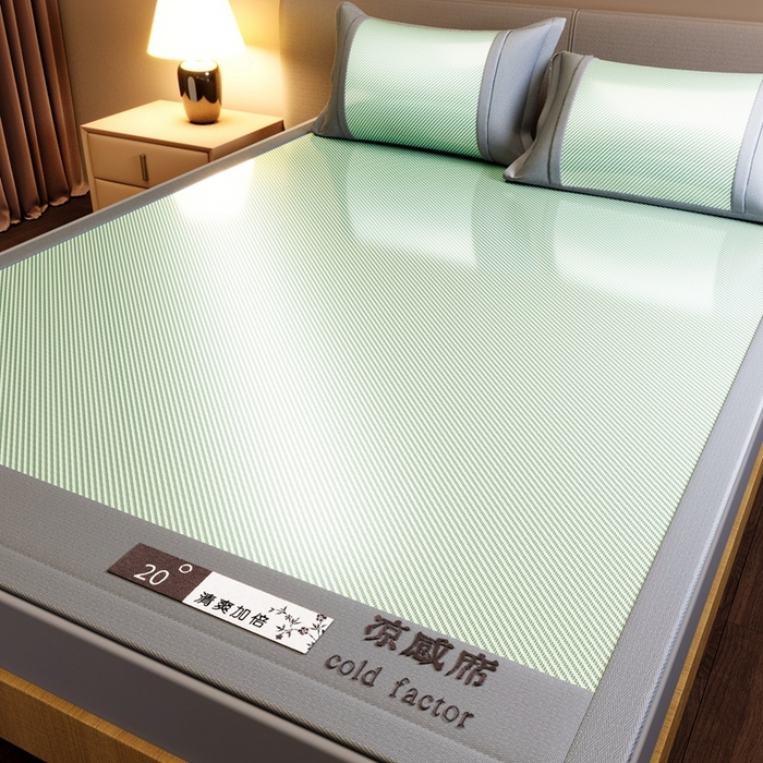 91家纺网 家纺一手货源 找家纺 卡初家居（原微来） 2025夏季轻柔丝系列冰丝席 凉感极光青