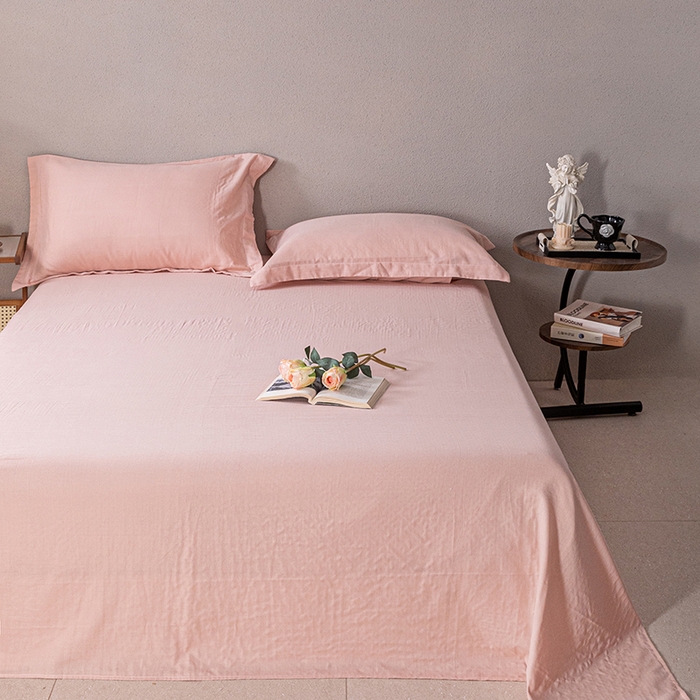 91家纺网 家纺一手货源 找家纺 锦罗绣 2025新款A类全棉双层纱单床单 粉色