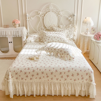 91家纺网 家纺一手货源 找家纺 （总）网红馆（ck家纺） 2025新款全棉印花双层纱床盖三件套