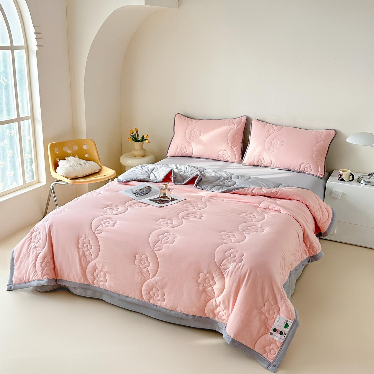 91家纺网 家纺一手货源 找家纺 （总）芙绣家纺 2025新款轻奢针织棉绗绣款夏被夏凉被空调被-莫奈花园