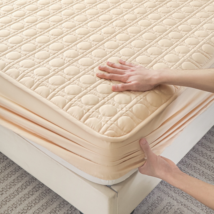 91家纺网 家纺一手货源 找家纺 沐纯家居 2025新款全棉纯棉夹棉单床笠 床笠单件-初见系列 卡其色