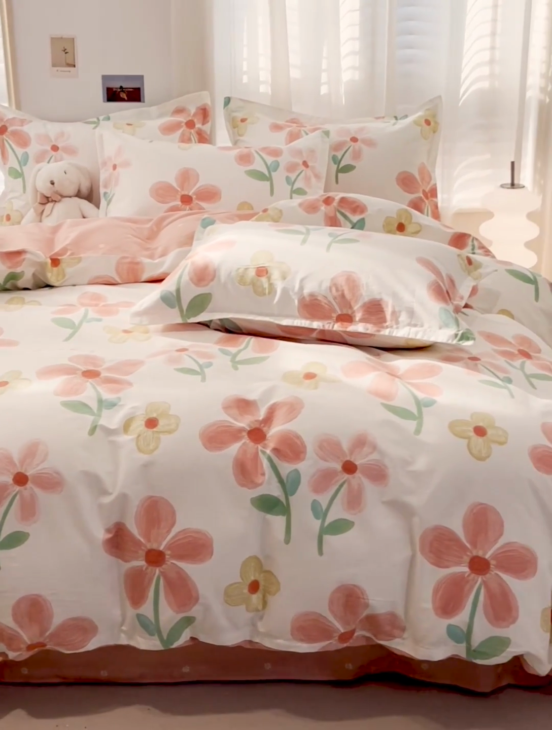 91家纺网 家纺一手货源 找家纺 金盛纺 2025新款13372全棉系列四件套 桔阳花