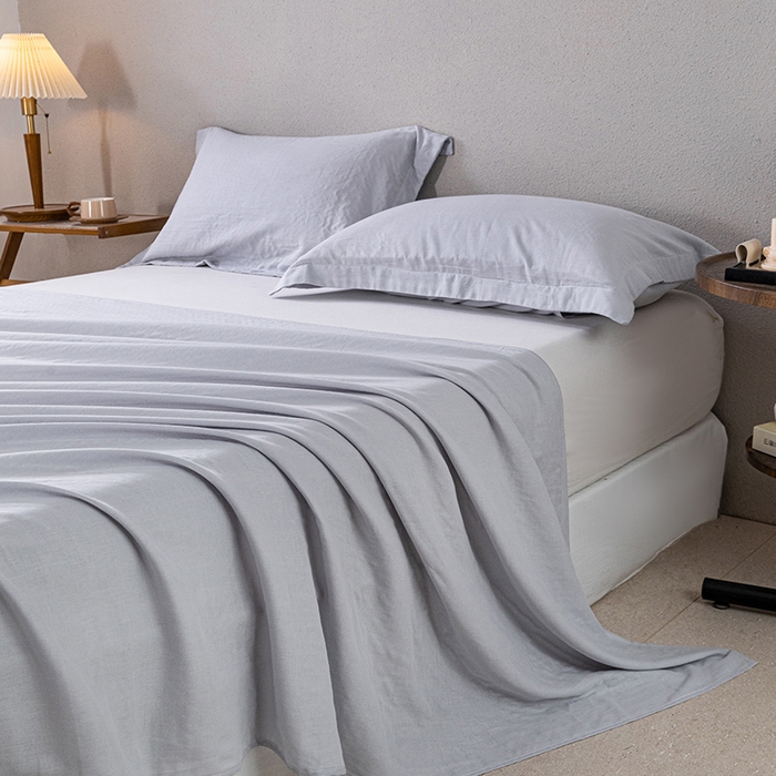 91家纺网 家纺一手货源 找家纺 锦罗绣 2025新款A类全棉双层纱单床单 浅灰