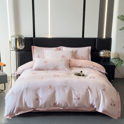 91家纺网 家纺一手货源 找家纺 (总)氧家 2025新款莱赛尔天丝数码印花四件套宽边断角工艺（礼盒装）