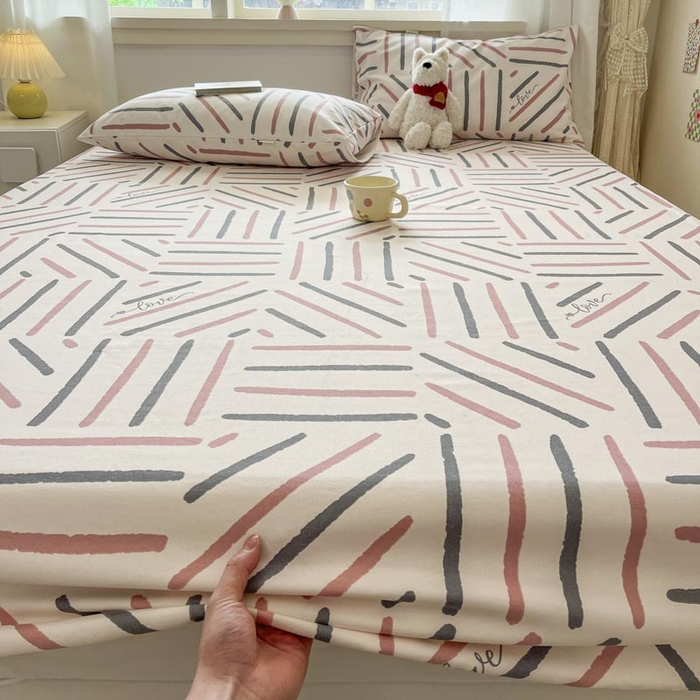 91家纺网 家纺一手货源 找家纺 新印象2025新款直角纯棉老粗布套件 床笠款 老粗布-布丁