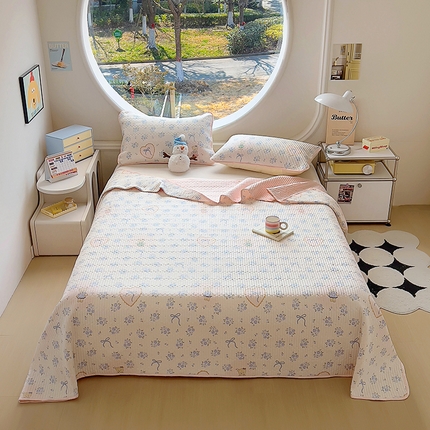 91家纺网 家纺一手货源 找家纺 昊川家纺  2025新款全棉床盖 兰薇