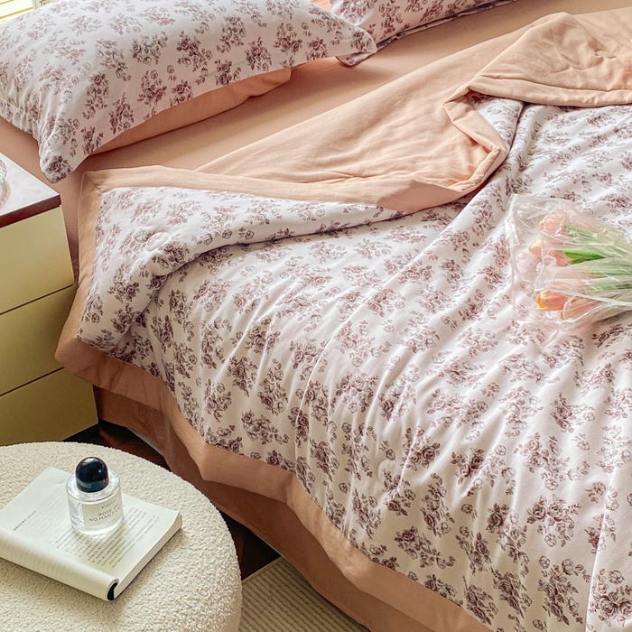 91家纺网 家纺一手货源 找家纺 左右家纺 2025新款A类双层纱大豆夏凉被 蜜瓜橙