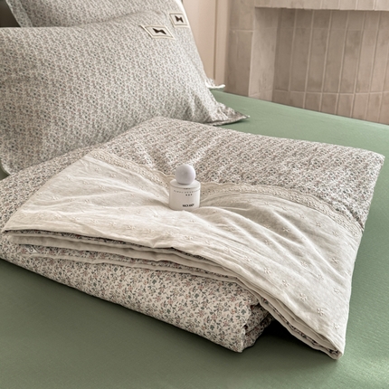 91家纺网 家纺一手货源 找家纺 帕拉美拉 2025新款全棉双层纱玉米聚乳酸夏被春秋被冬被玉米被 三件套四件套 春日初妆（米）