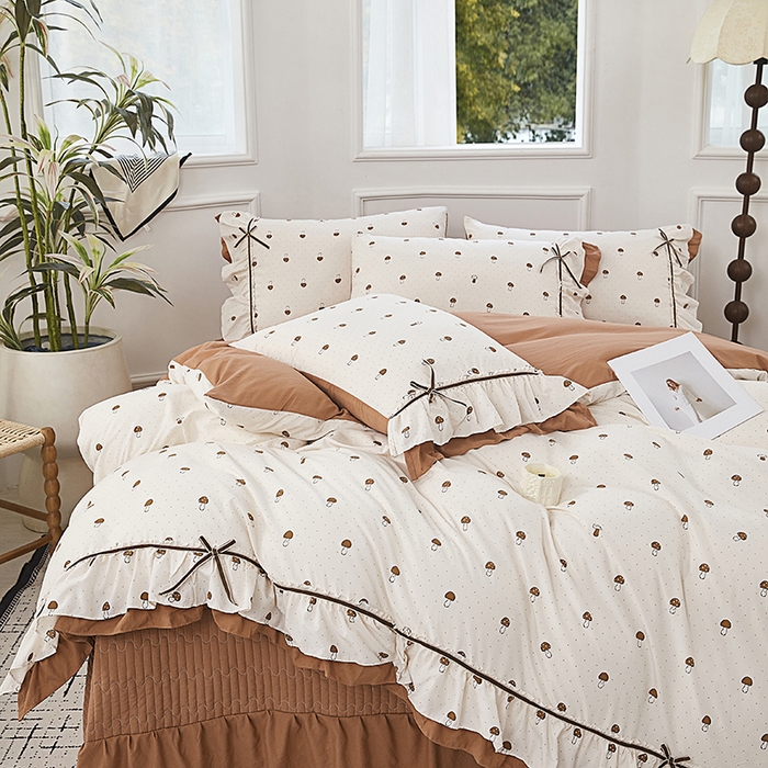 91家纺网 家纺一手货源 找家纺 卡迪亚家纺 2025新款轻氧棉小碎花韩式花边床盖 趣宝贝