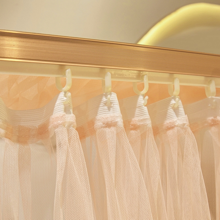 91家纺网 家纺一手货源 找家纺 夏彩 2025新款绣花加柔加密铝合金接口高度可调节轨道蚊帐88620 88620杏色