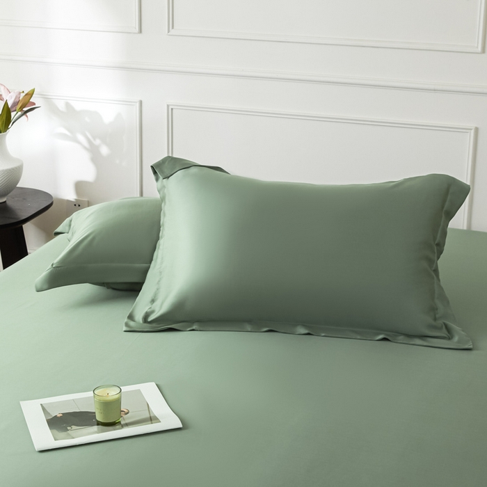 91家纺网 家纺一手货源 找家纺 涵宸2025新款天丝-天丝棉-纯色单床笠-场景1 床笠-赛琳绿