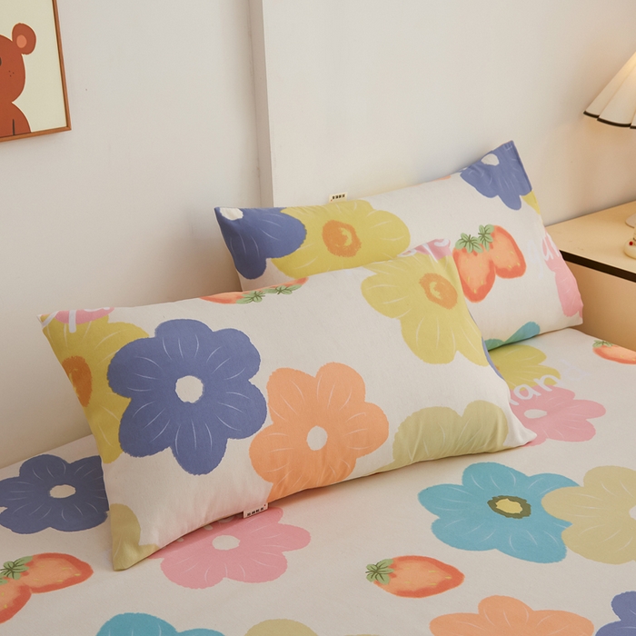 91家纺网 家纺一手货源 找家纺 金泰莱 2025新款锦柔老粗布印花床笠 花落