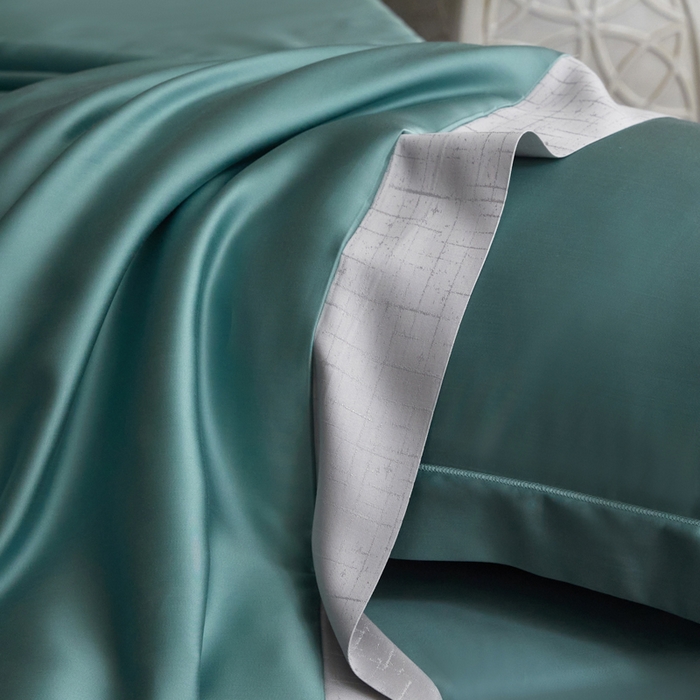 91家纺网 家纺一手货源 找家纺 A+爱家（纪梵茜） 2025新款纯色夏被四件套 冰海蓝