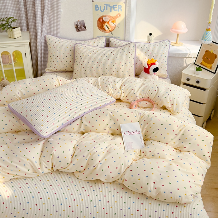 91家纺网 家纺一手货源 找家纺 （总）赫梵茜 2025新款有氧针织双层纱单床盖床盖三件套床盖四件套