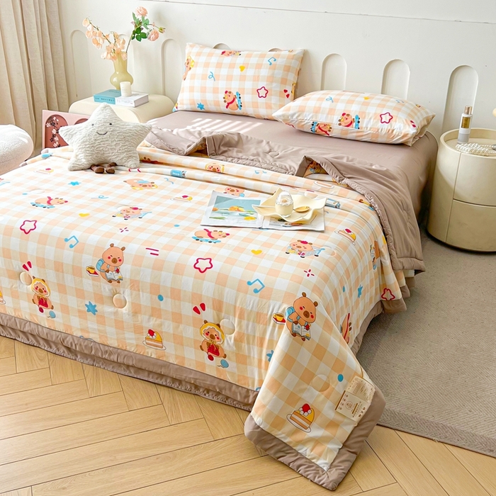 91家纺网 家纺一手货源 找家纺 爱屋及屋2025新款棉花夏被 卡皮巴拉