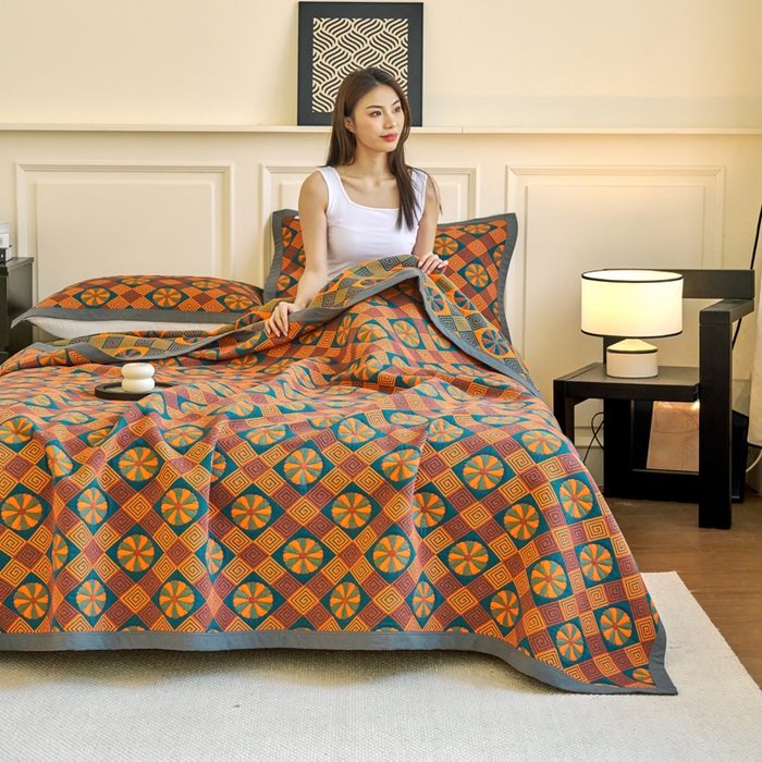 91家纺网 家纺一手货源 找家纺 棠薇家纺 2025新款60S长绒棉纯棉纱布毛巾被 恬静时光