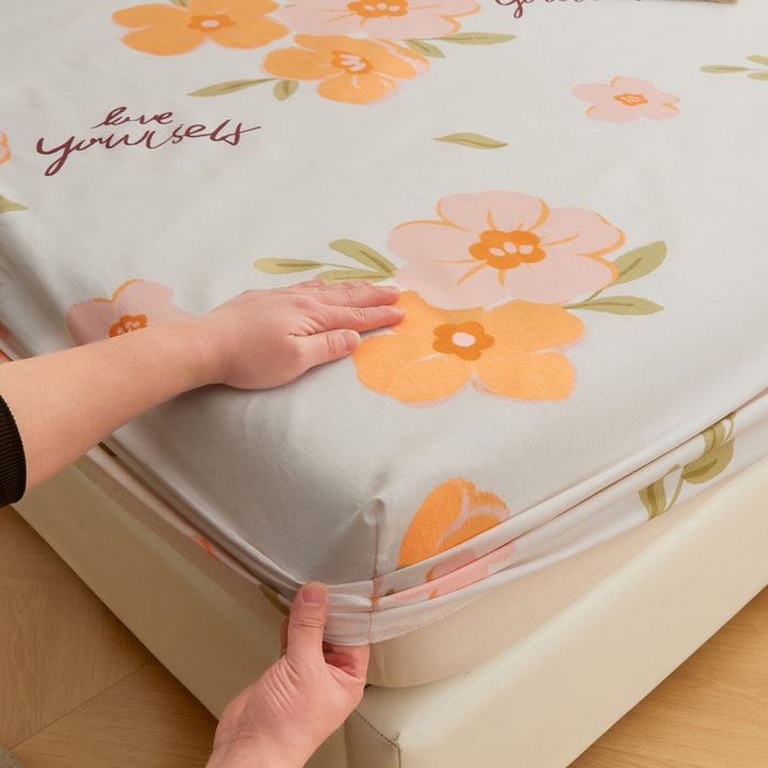 91家纺网 家纺一手货源 找家纺 金泰莱 2025新款锦柔老粗布印花床笠 朝暮