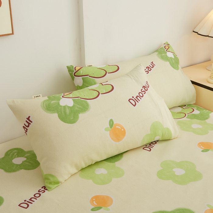 91家纺网 家纺一手货源 找家纺 金泰莱 2025新款锦柔老粗布印花床笠 恐龙宝贝