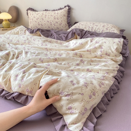 91家纺网 家纺一手货源 找家纺 （总）欧尚 2025新款针织棉双层纱四件套