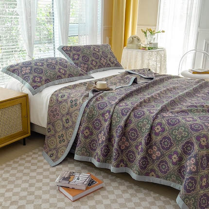 总棠薇2024新款全棉三层纱多功能毛巾被纯棉细纱薄被子床单双层纱毛巾毯