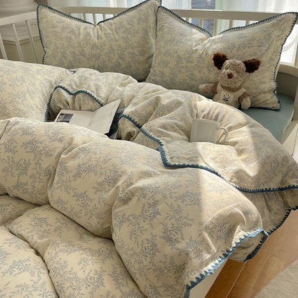 瑞莱 2025新款13372全棉有氧双层纱四件套 瑞莎