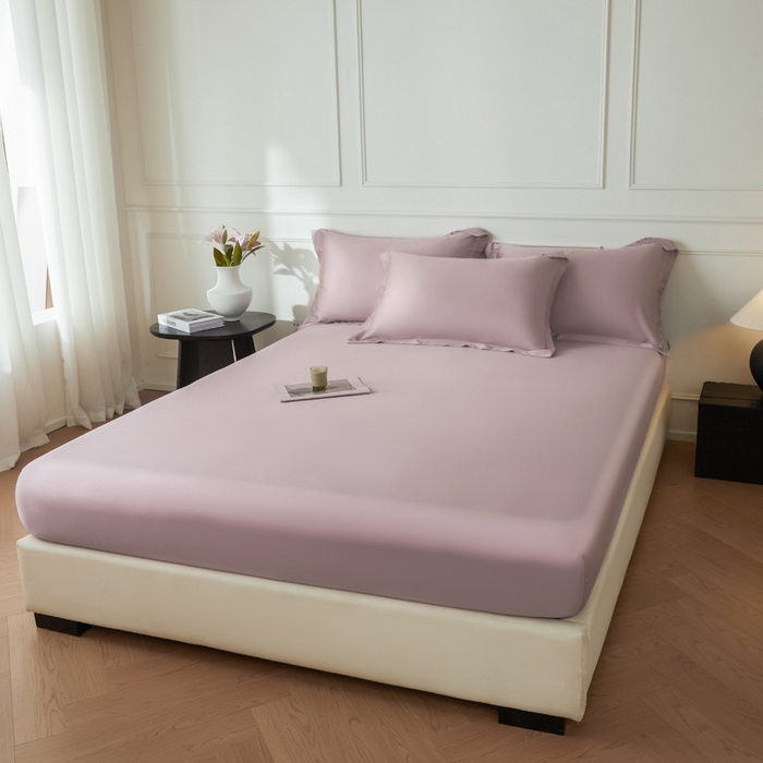 91家纺网 家纺一手货源 找家纺 涵宸2025新款天丝-天丝棉-纯色单床笠-场景1 床笠-紫语