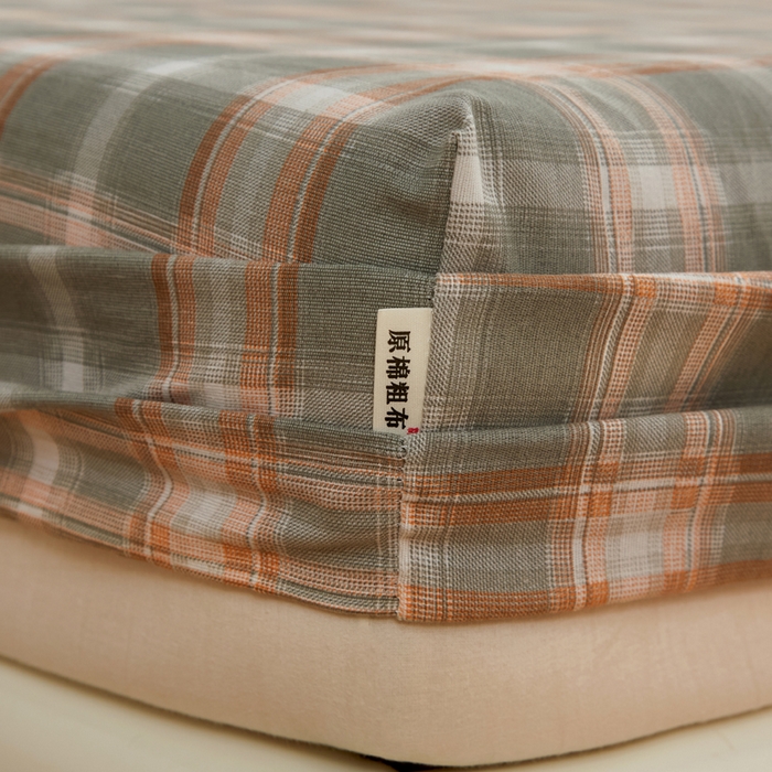 91家纺网 家纺一手货源 找家纺 金泰莱 2025新款锦柔老粗布印花床笠 小咖格