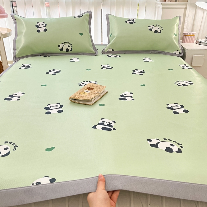 91家纺网 家纺一手货源 找家纺 川悦生活 2025新款600D立体宽边冰丝印花凉席 可爱布乖