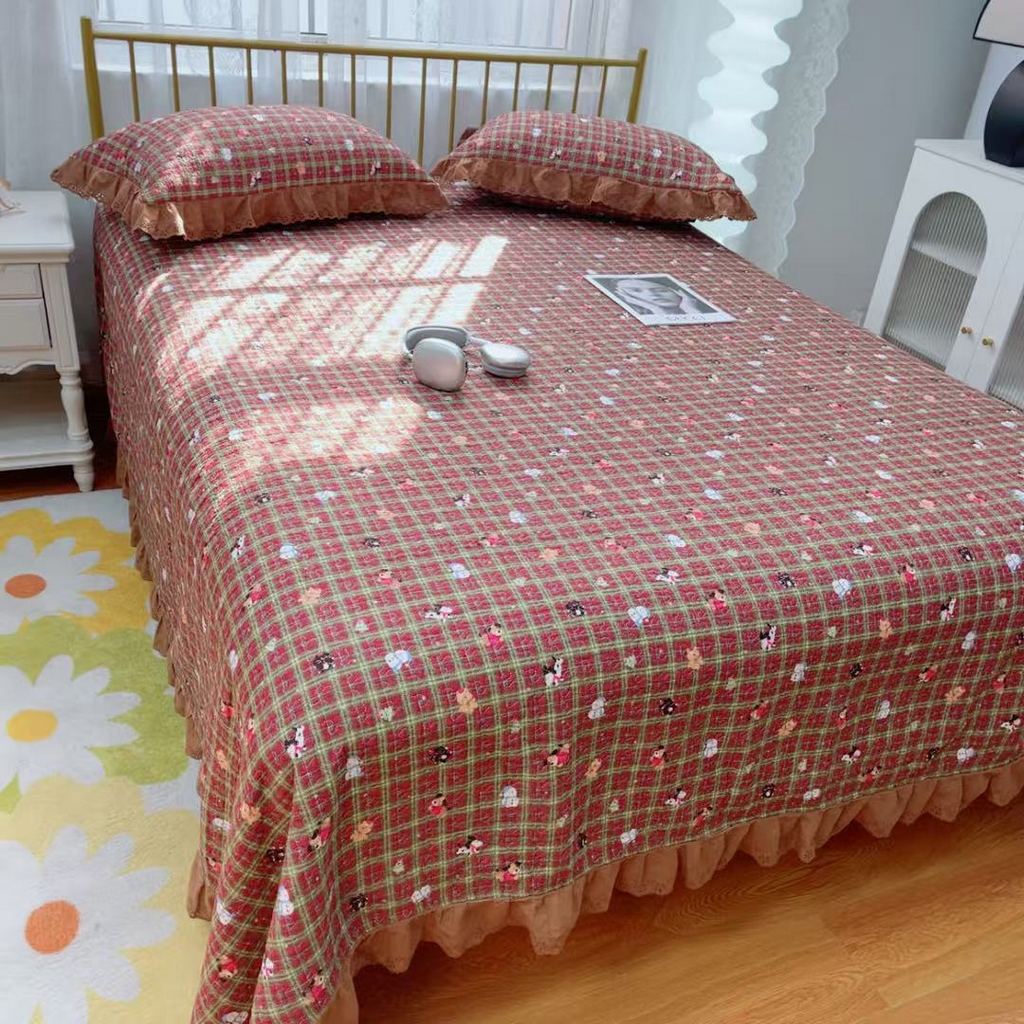 91家纺网 家纺一手货源 找家纺 暖居 2025春夏款高温砂洗棉花床盖三件套被套四件套同款纯棉夏被空调被四季 圣诞