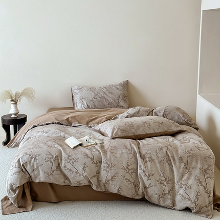 91家纺网 家纺一手货源 找家纺 （总）简家居 2025新款60支色织空气感大提花四件套-乌木沉香