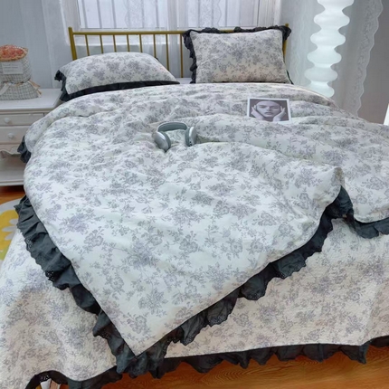 91家纺网 家纺一手货源 找家纺 （总）暖居 2025春夏款高温砂洗棉花床盖三件套被套四件套同款纯棉夏被空调被四季