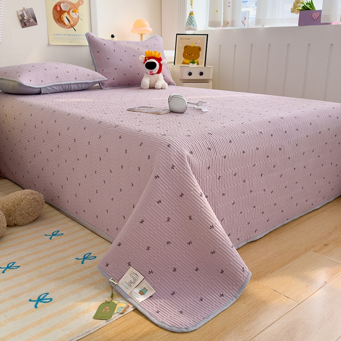 91家纺网 家纺一手货源 找家纺 赫梵茜 2025新款有氧针织双层纱单床盖床盖三件套床盖四件套 结美