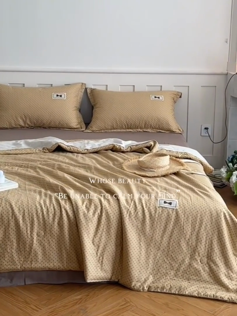 91家纺网 家纺一手货源 找家纺 帕拉美拉 2025新款全棉双层纱玉米聚乳酸夏被春秋被冬被玉米被 三件套四件套 波尔圆舞（咖）