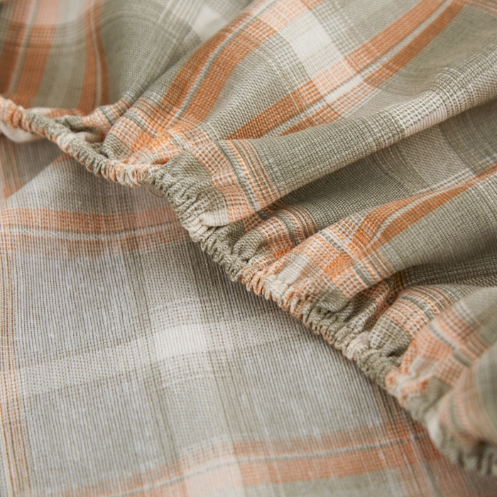 91家纺网 家纺一手货源 找家纺 金泰莱 2025新款锦柔老粗布印花床笠 小咖格