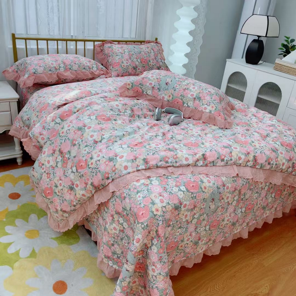 91家纺网 家纺一手货源 找家纺 暖居 2025春夏款高温砂洗棉花床盖三件套被套四件套同款纯棉夏被空调被四季 安娜公主