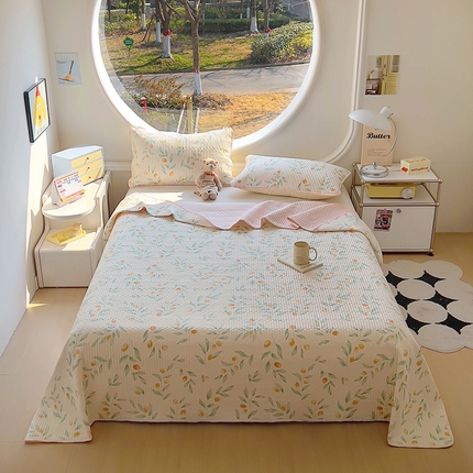 91家纺网 家纺一手货源 找家纺 昊川家纺  2025新款全棉床盖 春之语