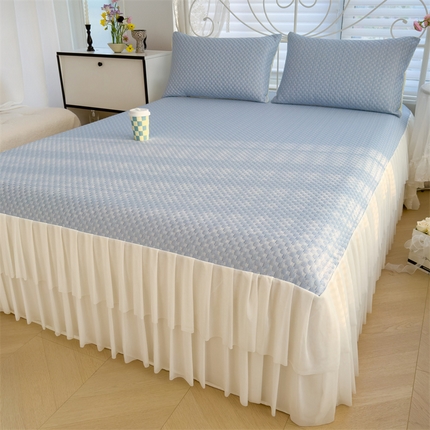 （总）灰鲸 2025新款A类舒适凉豆豆华夫格床裙款凉席