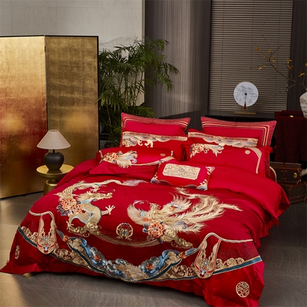 高大尚婚庆馆 2025春夏新款双股长绒棉提花四件套-尊享系列皇家喜事