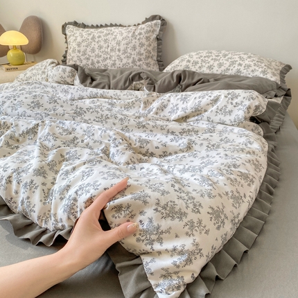 91家纺网 家纺一手货源 找家纺 （总）欧尚 2025新款针织棉双层纱四件套