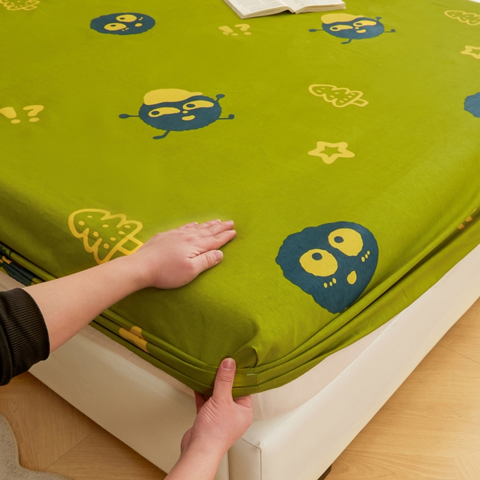 91家纺网 家纺一手货源 找家纺 金泰莱 2025新款锦柔老粗布印花床笠 小煤球