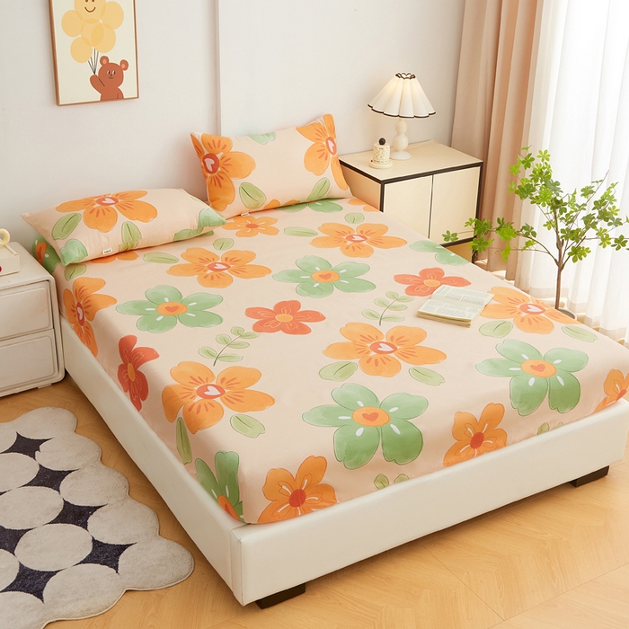 91家纺网 家纺一手货源 找家纺 金泰莱 2025新款锦柔老粗布印花床笠 余音