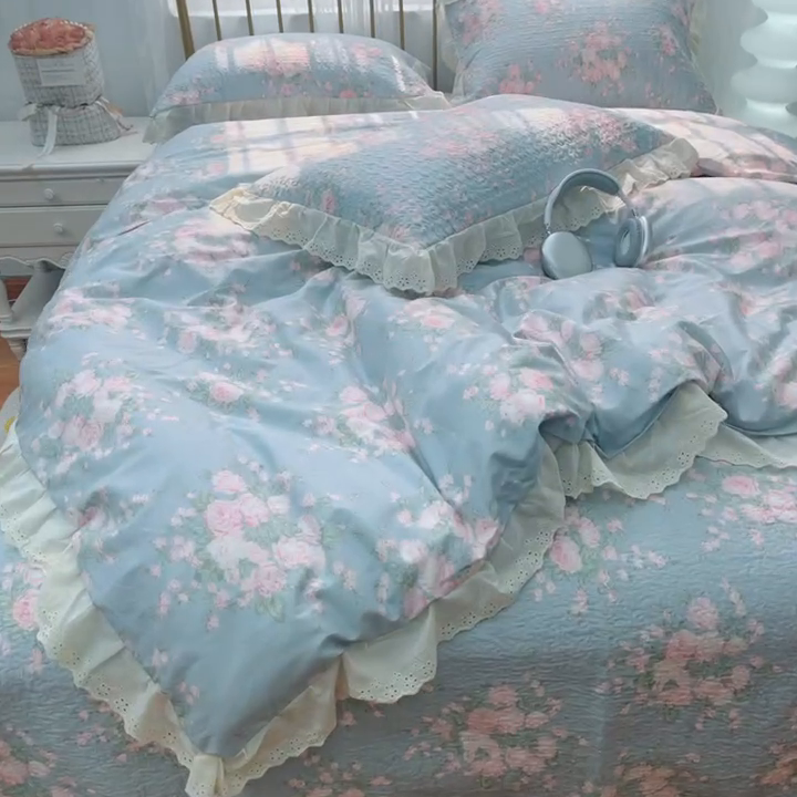 91家纺网 家纺一手货源 找家纺 暖居 2025春夏款高温砂洗棉花床盖三件套被套四件套同款纯棉夏被空调被四季 苏里南