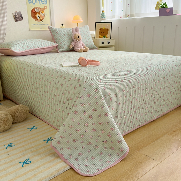 91家纺网 家纺一手货源 找家纺 赫梵茜 2025新款有氧针织双层纱单床盖床盖三件套床盖四件套 南絮