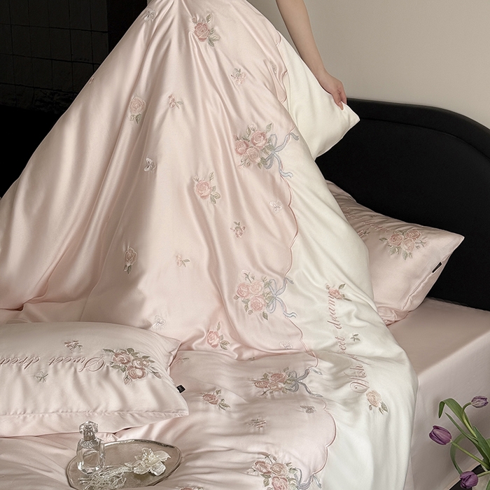 91家纺网 家纺一手货源 找家纺 鹿班家居 2025新款夏季60S莱赛尔刺绣四件套-泡芙发带【标准会员-20元】 泡芙发带-粉色