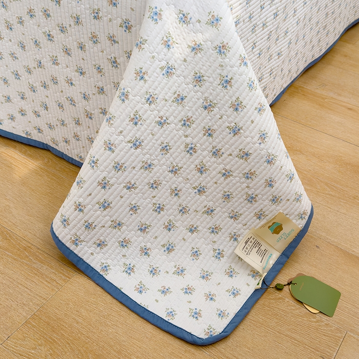 91家纺网 家纺一手货源 找家纺 赫梵茜 2025新款有氧针织双层纱单床盖床盖三件套床盖四件套 沐兰花开