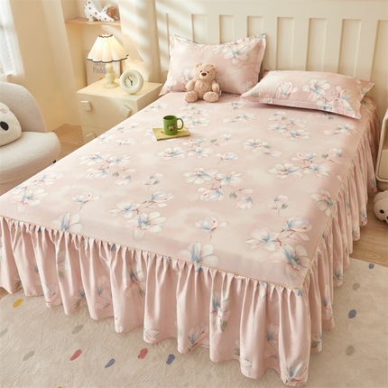 91家纺网 家纺一手货源 找家纺 （总）名优家纺 2025新款A类13070全棉纯棉韩版印花床裙