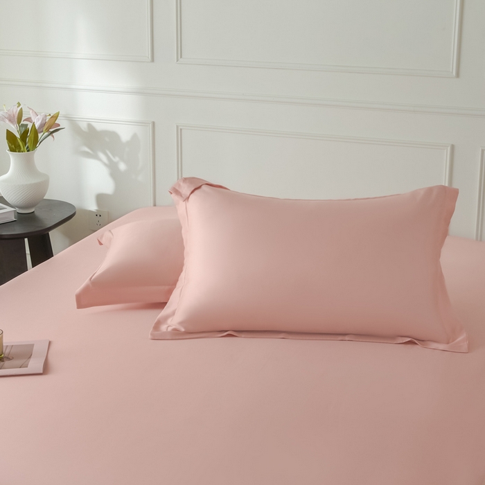 91家纺网 家纺一手货源 找家纺 涵宸2025新款天丝-天丝棉-纯色单床笠-场景1 床笠-玫瑰粉