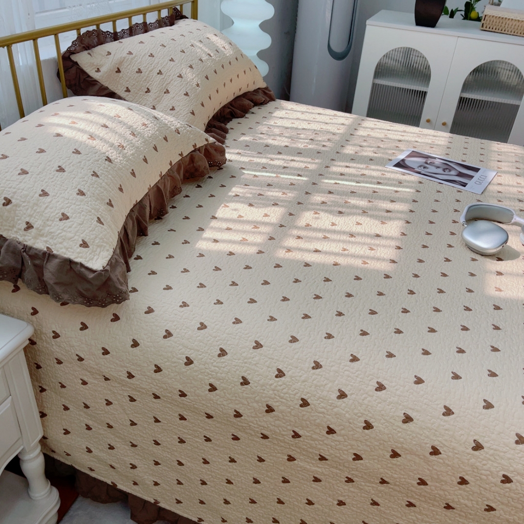 91家纺网 家纺一手货源 找家纺 暖居 2025春夏款高温砂洗棉花床盖三件套被套四件套同款纯棉夏被空调被四季 爱心卡