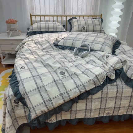 91家纺网 家纺一手货源 找家纺 （总）暖居 2025春夏款高温砂洗棉花床盖三件套被套四件套同款纯棉夏被空调被四季